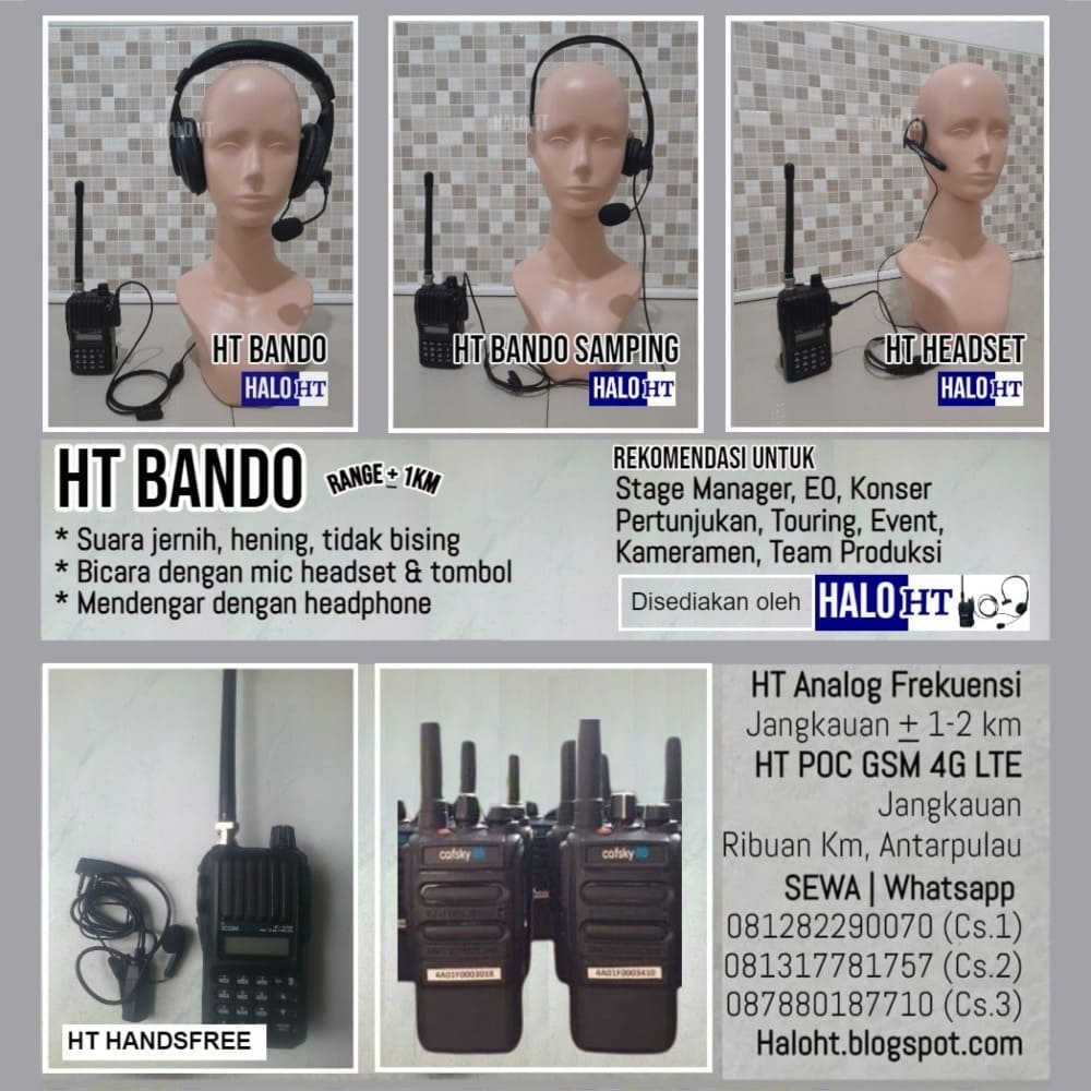SEWA HT BAND0 - HALO HT - PENYEWAAN HT HEADSET - PERSEWAAN HANDY TALKY HEADPHONE HAWILA RENTAL 1000
